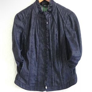 Etcetera blue linen cotton blend jacket blazer cropped blue 10 fall casual work